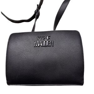 Crossbody – Steve Madden Black Pebbled Faux Leather Chain Strap Bag